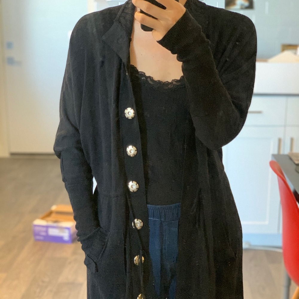 Ph8 long cardigan with silver closure